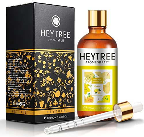 HEYTREE Ätherisches Zitronenöl 100 ml - Reines und natürliches ätherisches Öl Ausgezeichneter Lufterfrischer - Perfekt für Aromatherapie, Haut- und Haarpflege