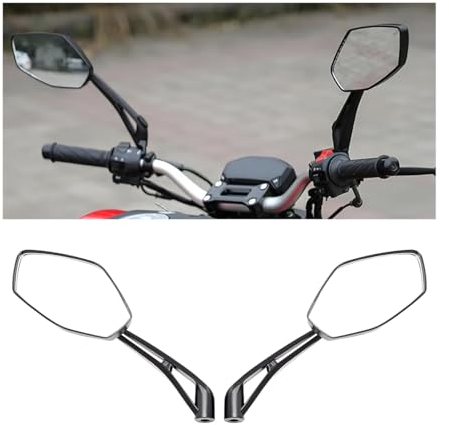 JNNJ 1 Par Espejo Universal Para Moto, Espejos De Plastico Para Motocicleta, Espejo Universal De Moto Scooter Con Soporte, Anti-Reflejo Motocicleta Scooter Espejos, Para Moto, Ciclomotor, Scooter