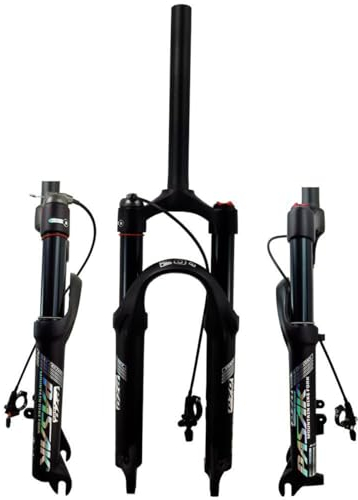 Mountain Front Gabel Fahrrad Luft Federgabel 20 24 Zoll Radfahren Vorderradgabel Federweg 80mm Schnellspanner 100×9 Gerade Rohr 28.6 Manuelle Fernverriegelung Lockout (Color : Matte Black Remote, SI