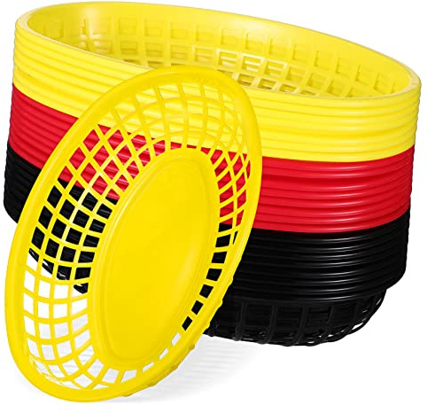 ABOOFAN 24pièces Lot De Paniers De Service Alimentaire Noirs Pour Restauration Rapide Présentation Pour Burgers Frites Et Sandwichs Pour Barbecue Pique- Et Fête