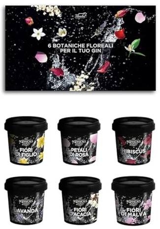 Botaniche Floreali – 6 Fiori per Gin, Cocktail e Aperitivi – Made in Italy | Mix di botaniche floreali per Gin Tonic, cocktail e aperitivi – Idea regalo elegante per appassionati di Gin e Cocktail