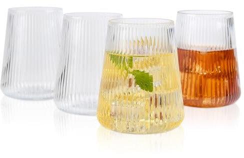 hotder Tritan Plastic Wine Glasses Set of 4,Reusable 12oz Frosted Vertical Stripe Design Perfect for Wine Camping Outdoor Parties