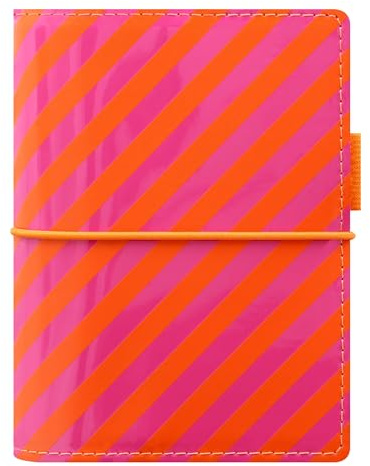 Filofax Pocket Domino Patent Organizer - Orange/Pink Stripes - 2025 Wöchentlich - 81 x 120 mm