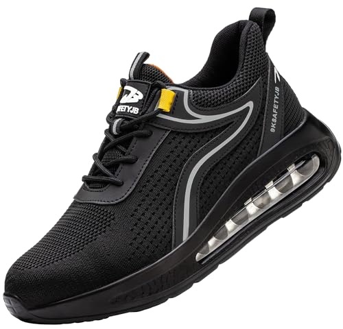 Scarpe Antinfortunistiche Uomo Estive Scarpe da Lavoro Scarpe Antinfortunistiche Uomo Cucina Leggere Antiscivolo Sneakers con Punta in Acciaio Nero Argento 39EU