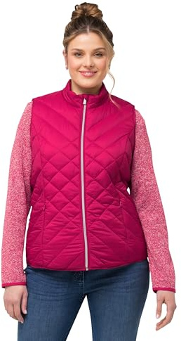 Ulla popken dam Hyprar funktionell quiltad väst, vattenavvisande, ståkrage västar, Granatrosa, 54-56