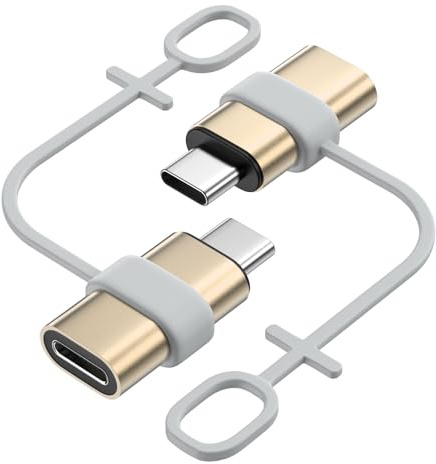MoKo Lightning auf USB C Adapter 2 Stück, Adapter Lightning auf USB C mit Laden Datenübertragung für iPhone 16/15 Pro Max Plus, iPad, Galaxy S24/S23, mit Anti-Lost Loop, Nicht für Audio/OTG, Gold