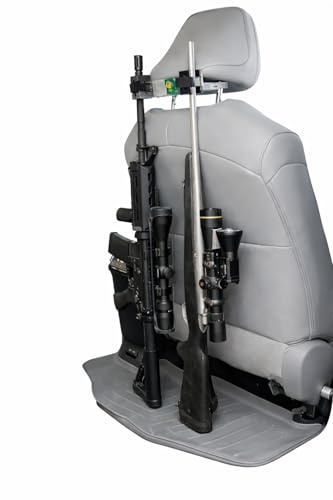 El soporte para armas se fija a tu reposacabezas, sostiene 2 rifles o escopetas de forma segura, para camiones y coches