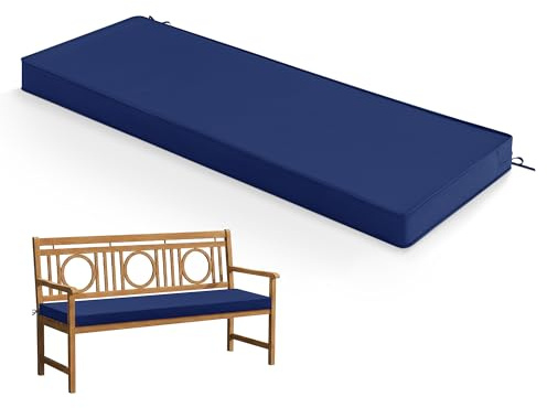 Summsun Outdoor Bench Cushion: Waterproof and Fade Resistant Patio Furniture Cushions - Non-Slip Bench Pad Cushion with Removable Cover for Garden Swing Porch Sofa Settee, 48 x 18 x 3 Inch, Navy Blue
