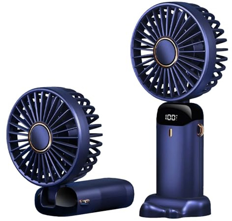 Homirty Mini Ventilateur Portable USB Rechargeable, Pliable et Silencieux pour Intérieur, Bureau, Camping, Maison, École, Voyage (Bleu)