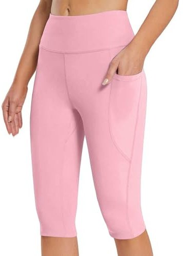Generisch Leggings Damen Mit Taschen 3/4 Sport Leggins High Waist Kurze Sporthose Blickdicht 7/8 Yoga Hose Dehnbar Für Sommer Gym Dreiviertel Leggings Damen Hohe Elastizität Und Schlankheit