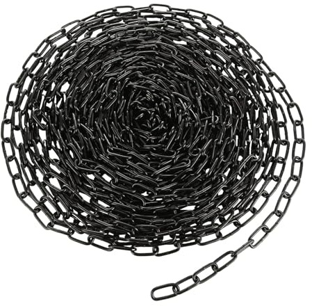 Stahlkette aus Kohlenstoffstahl 10m, Stahlkette Schwarz, Gliederkette Meterware Kohlenstoffstahl für Hängezäune, Hundeführungsketten, Garagentore, Schaukelketten, Lampenkette