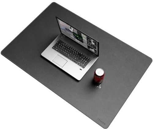 CENNBIE Skrivbordsunderlägg läder, 90 x 60 cm stort bordsunderlägg (svart) | XXL-format, vattentätt, halkfritt, lätt att rengöra, inramade kanter – perfekt för hem och kontor.