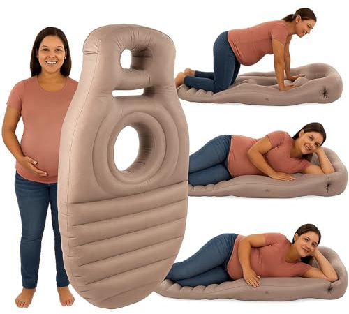 KSFJEU Inflatable Pregnancy Pillow with Belly & Head Hole – Full Body Maternity Airbed for Stomach Sleeping, Back Pain & SPD Relief – Comfortable, Portable & Includes Electric Pump Gray