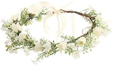 Gatuida 1Stück Hochzeitskranz Kopfstück für Braut Blumenkranz Stirnband Weiß Grün Eleganter Brautschmuck für Hochzeiten Strand und Kostümpartys