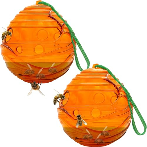 2 Pcs Wasp Trap, Wasp Traps Outdoor Hanging for Garden, Fly Catcher for Indoor and Outdoor Use, Effective Wasp Catcher for Balcony and Orchard Protection