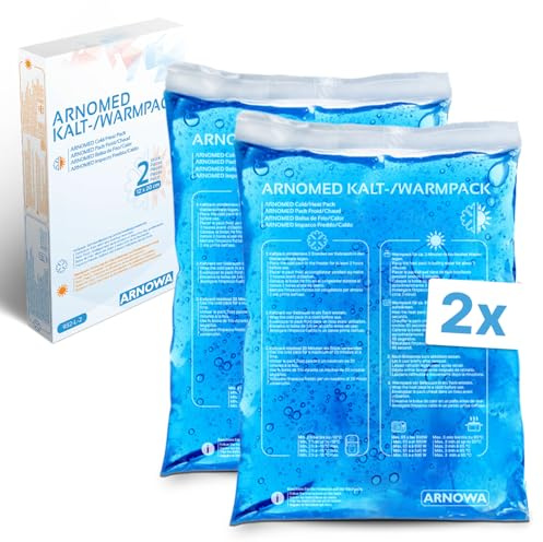 2x Compresas frías de gel reutilizables ARNOMED® 12x20cm, compresas frías y calientes reutilizables y aptas para microondas, almohadillas frías de gel, compresas frías, almohadillas frías