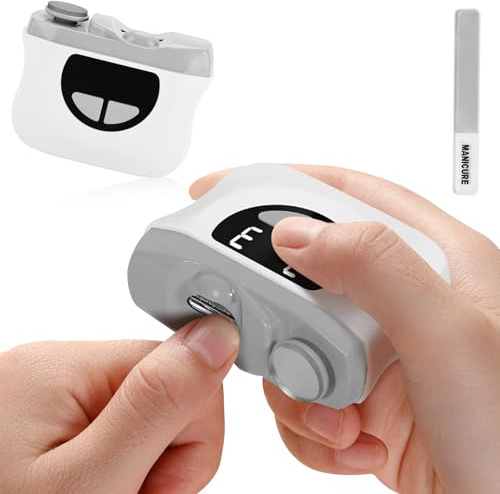 KIMIGO Coupe Ongle Électrique Professionnel, 4 en 1 Portable Lime a Ongle Electrique mit Coupe-Ongles, Polissage, Copeaux d'ongles, Lampe à LED pour Bébés, Adultes, Personnes Âgées