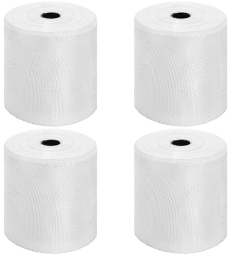 ZENFUN 4 Pcs 4 in x 99 FT Fiberglass Cloth Roll, 6 oz Non-Adhesive Fiberglass Repair Tape, Weave Fiberglass Cloth Roll for Joint Repair, Fiberglass Insulation Tape for Reinforced Winding, Boat