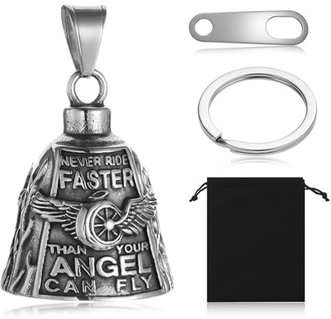 wlsvega Guardian Bell Moto - Ring Bell Moto - Stile Punk Con Anello Portachiavi Portafortuna, Adatto per Decorare