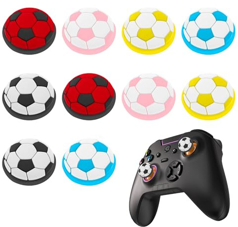 10 Pcs Silicone Thumb Grips for PS4/PS5 Controller Accessories, Football Design Analog Stick Controller Grips Caps Cover, Non-Slip Replacement Joystick Caps Compatible with XBOX/PS4/PS5 Thumb Grips