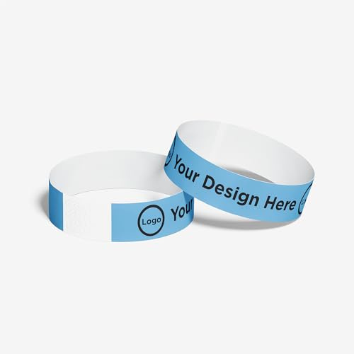 ID&C Festival Printed Tyvek Paper Wristbands – Numbered Tamper Proof Event Wristbands for Festival Entry & Admission – Sky Blue, Pack of 100