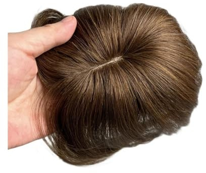 JIANBOHAIRS Clip in pizzo da 8x10 cm for aumentare il volume dei capelli, toupet for capelli corti da 6 pollici con frangia for Thinning Hair(Light Brown)
