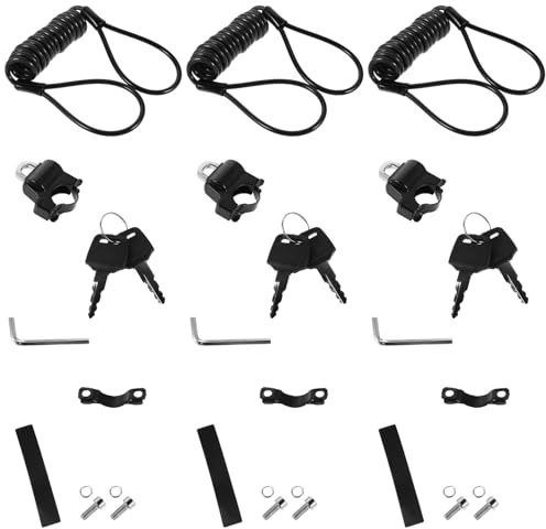 ELAYARD 3sets Lucchetto per Casco da Moto Lucchetto di Sicurezza per Caschi da Bicicletta Moto Scooter e Dispositivo Antifurto Sgancio Rapido