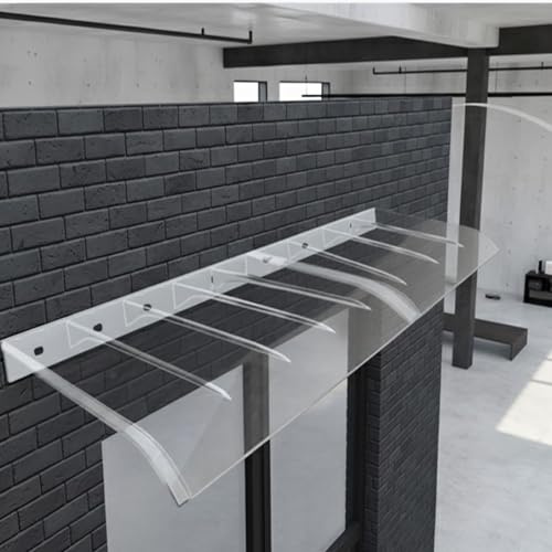 Breite 40 50 60 cm Vordach für Haustür aus 3,5 mm Massiv Polycarbonat, Pultbogenvordach Haustürvordach Überdachung UV-Schutz Türdach Regenschutz für Fenster & Kellerfenster(Klar,40x50cm)
