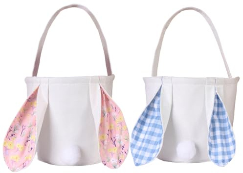 Cubo De De Mano para Conejos: Contenedor Sostenible para Conejitos, Contenedor De Tela para Liebres, Cesto De con Cola De Algodón, Cubo Reciclable con Orejas Flexibles | Búsqueda De Huevos