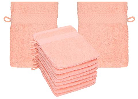 Betz 10 guanti da bagno manopola Palermo 100% cotone misure 16 x 21 cm colore albicocca