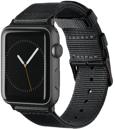 Archer Watch Straps - Premium Nylon Straps for Apple Watch (Black, Black, 44/45/46/49mm)