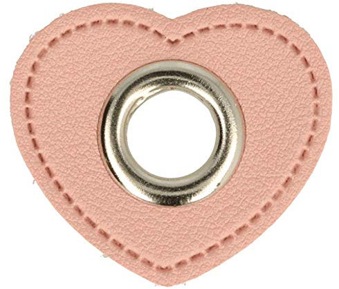 Schnuckidu Kunstleder Ösen I Ösen Patches für Kordeln I Rosa Herz - 8mm in Silber I 1 Stück I Alternative zu Echtleder | Vegan