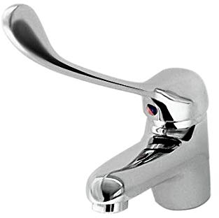 PYRAMIS 090914003 Einhebelmischer Waschtisch mit Arzthebel in CHROM mit schwenkbarem Festauslauf/medizinische Armatur/Mischbatterie