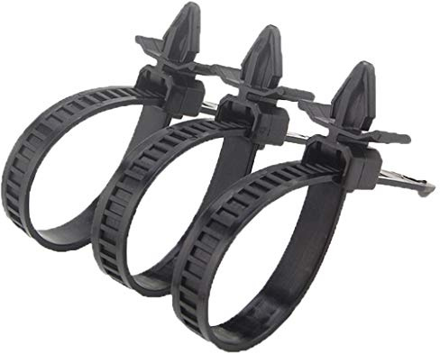 UKCable-Ties 50 Pack Push Mount Wing Cable Ties Black Natural Nylon Plastic (4.8mm x 200mm, Black)