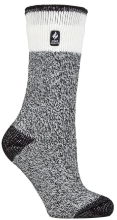 Heat Holders – dam vinter extra varma termostrumpor/gosiga strumpor som present, Snödroppe svart, 37-42 EU