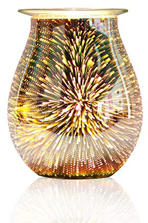 GDICONIC Electric Oil Burner Wax Melt Burner 3D Firework Star Effect Starburst Glass Oil Warmer Candle Melter Fragrance Aroma Warmer for Bedroom Living Room Gifts (3D Fireworks)