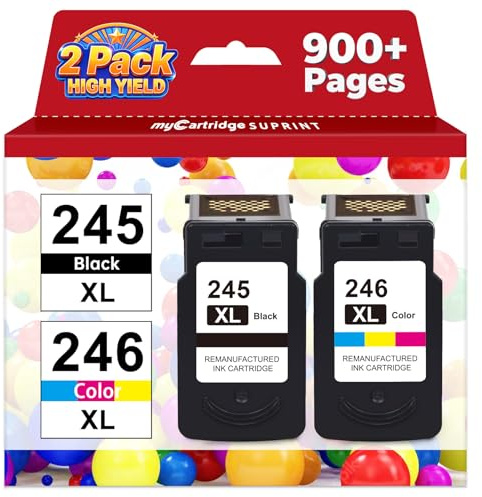 myCartridge SUPRINT 245XL Ink Cartridge Replacement for Canon 245XL 246XL Combo Pack PG-245XL CL-246XL Compatible for Canon ink 245 and 246 for Pixma MG2522 TS3122 TS3322 MX490 TR4520 Printer (2 Pack)
