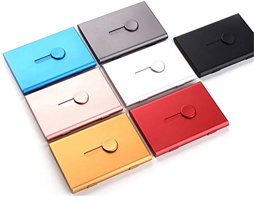 Kartenetui für mehrere Kreditkarten, 1 x Daumenschieber, Visitenkartenetui, Aluminiumlegierung, leicht, Visitenkartenetui für Damen und Herren, rose gold, 10cm * 7cm * 2cm
