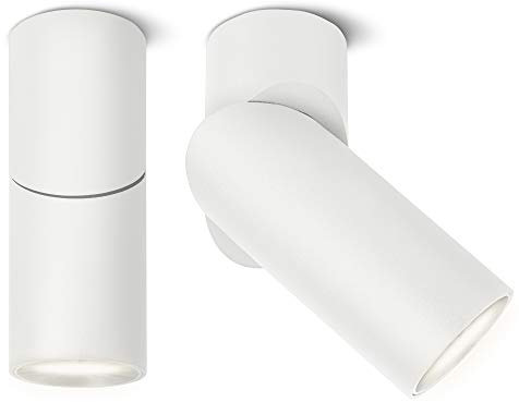 SSC-LUXon tobi-l 2 Stück Aufbaustrahler weiß mit led gu10 lampe wechselbar 5w neutralweiß 230v - Deckenspot Wandspot schwenkbar