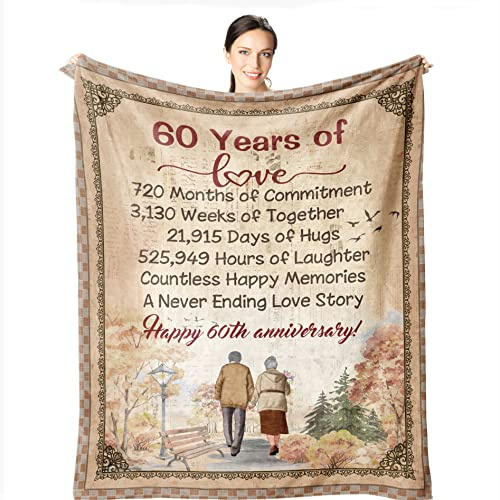 Wisegem Hochzeitsgeschenke für Ehefrau, Ehemann, Paare, Diamant-Hochzeitsdecke, 152,4 x 127 cm, für Mutter, Vater, Großeltern, 60 Jahre Ehe, Feier, Überwurf, Decken, Valentinstag Geschenkidee