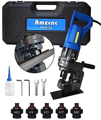 AMZCNC 1.2 HP 110V Hydraulic Hole Punch Electric Hydraulic Hole Punching Tool U-Steel and Angle Steel Punching Tool Hole Digger for Steel,Iron,Aluminum,Copper (U-Steel Punching)