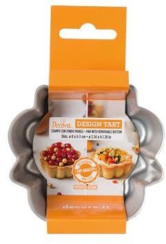 Decora 0075050 Stampo per Crostata con Fondo Mobile da Ø 8 X 3 H Cm, in Acciaio Antiaderente, Tonda, per sformare Dolci facilmente, Design Professionale Registrato, Brevettato