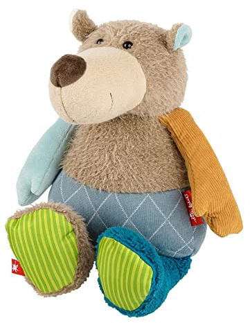 Sigikid 39789 Kuscheltier Bär Patchwork Sweety, Yellow für Mädchen und Jungen von 0 bis 8 Jahren
