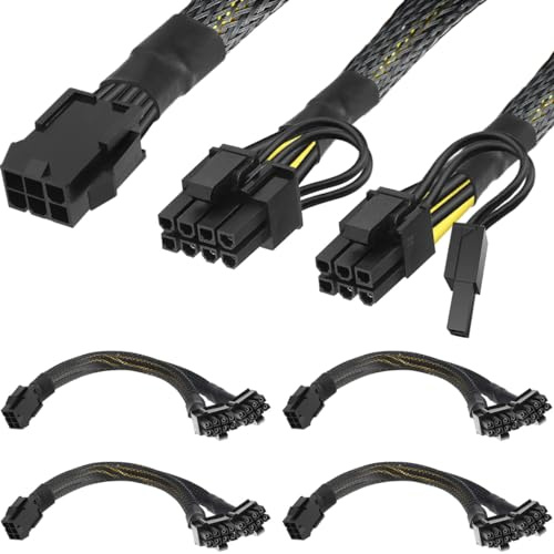 Xiatiaosann 6-stifts PCIE till 3X 8-polig VGA GPU-splitter (6 + 2) 16AWG PCI Express grafikkort, 6 stift hona till 3 x 8 stift hane adapter, 2 st