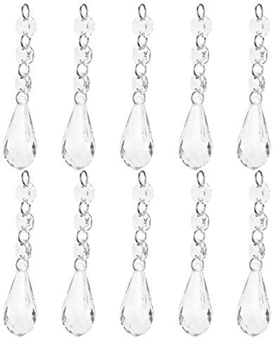 Tomotato 10 Stück Kronleuchter Kristalle, 10,5cm Transparente Acryl Prisma Anhänger Tropfenform Ersatzteile für Kronleuchter Dekoration Hochzeit Party Zuhause