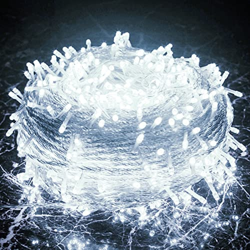 Sonnewelt Lichterkette mit 8 Modi lichterketten für außen & innen Lichtervorhang 10m 100 LED Kaltweiß String Lights für Balkon Garten Party Hochzeit Deko