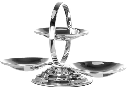 Fink große 3er Etagere 31 cm aus Edelstahl 3-stöckig mit Schalen für Snacks, Nüsse & Obst