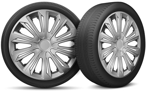 Radkappen 16 Zoll Radzierblenden 4er Set passend für alle Stahlfelgen - Einstellbarer Sicherungsring - Silber