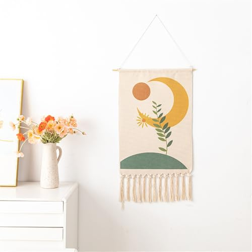 BMIDRUT Tapiz de macramé decorativo para pared, tejido de macramé, tapiz tejido bohemio, tapiz de pared de arte para el hogar, apartamento, dormitorio, fondo, 50 x 85 cm