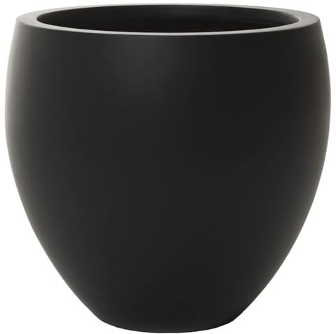VIVANNO Blumentopf Fiberglas Pluto - Pflanzkübel Rund Anthrazit - 30x30 cm | Wetterfester Blumenkübel für Außen und Innen, Frostsicher, Matt Grau, 8 L Volumen, moderne bauchige Form für Terrasse